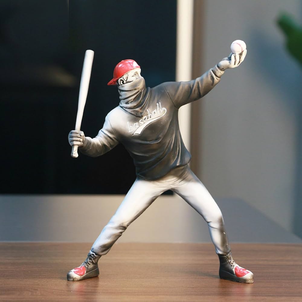 Banksy Playing Baseball Statue, Modern Baseball-Play